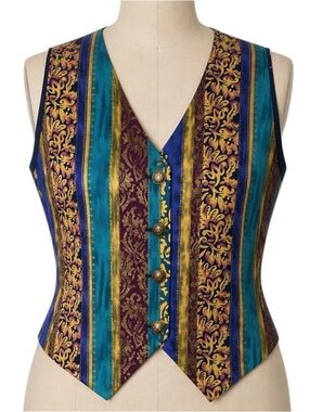 Vintage Silver Threads Women’s Colorful Striped Vest size 1X